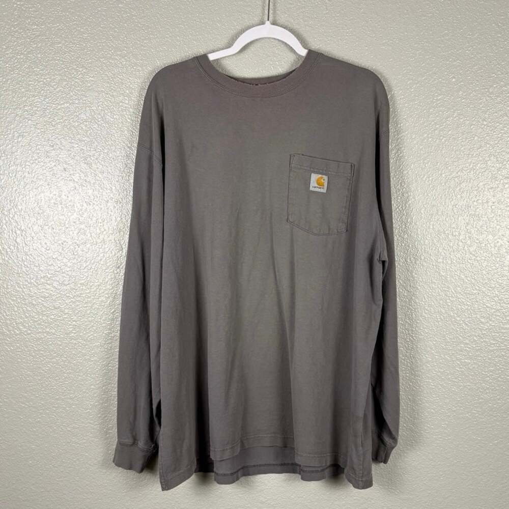 Carhartt Men's XL Charcoal Grey Long Cuffed Sleeved Original Fit Cotton T-shirt